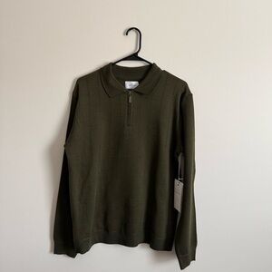 Men's Dark Green Zip-Up Sweater